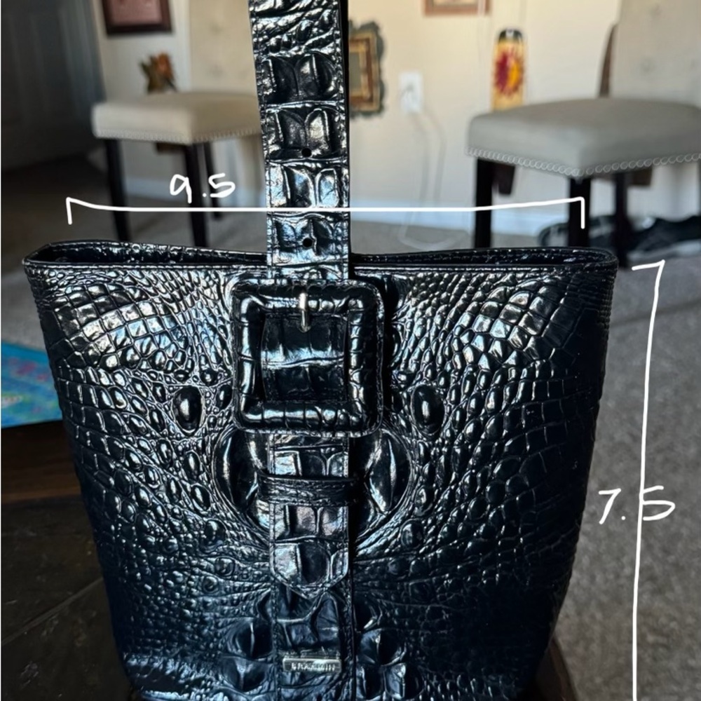 Brahmin Black Croc-Embossed Tote Bag